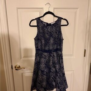 Sugarlips Midnight Blue Dress with White Floral Design